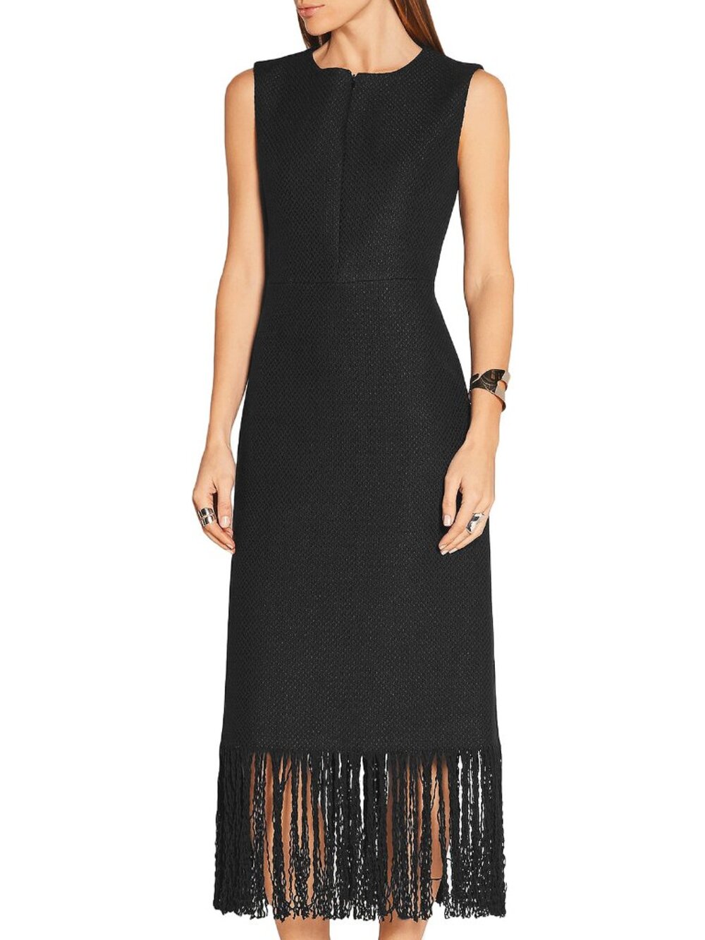 ADAM LIPPES Black Linen Tweed Fringe Dress – Size 4 – NWT – Retail $1,980